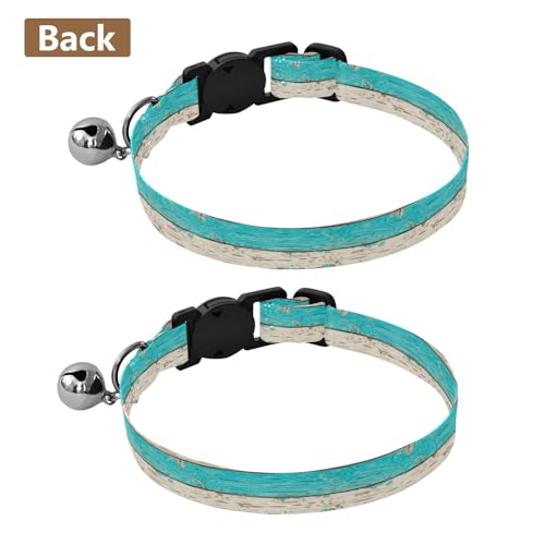 2 Pack Cat Collar Horizontal Brown Cream Kitten Bell Collar, Adjustable 10.6 to 17.1 Inches - color: Horizontal Brown Cream