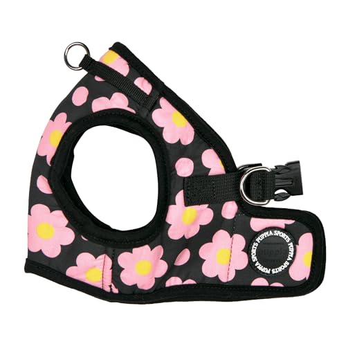 Puppia Bacopas Dog Vest Harness B (Step-in) Fashionable Flower Pattern Spring Summer Harness for Small and Medium Dogs, Black, Small - color: Black_Bacopas, size: Small