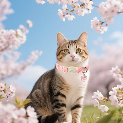 Unique style paws 2 Pack Spring Summer Kitten Collar Breakaway with Bell&Pendant, Adjustable Safety Rose Daisy Flower Cat Cotton Collar for Girl Boy Cat and Small Pet - color: Spring Rose Daisy