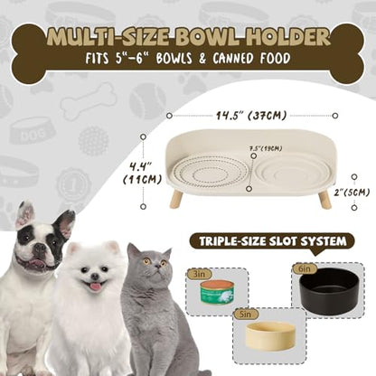 Raised Dog Feeder Bowl Stand - Elevated Dining Table for Small and Medium Dogs and Cats - Fits Food and Water Dish up to 6" Diameter - Milky White (Bowls Not Included) - color: Milky White, size: Medium
