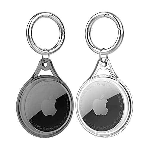 Waterproof Airtag Holder Case, Airtag Dog Collar Holder Case,Airtag Keychain Accessories,Soft TPU Full Protecive Anti-Scratch Air tag Case GPS Tracker for Luggage,Keys,Cat&Dog Collar-2 Color - color: Black+Clear