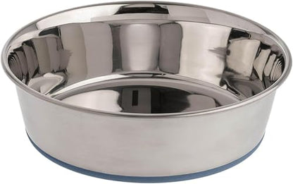 Our Pets Durapet Premium Rubber-Bonded Stainless Steel Dog Bowl 4.5 Quart, 13 Cups, 10.9"X10.9"X3.3" - size: 13 Cups