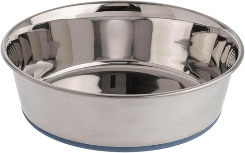 Our Pets Durapet Premium Rubber-Bonded Stainless Steel Dog Bowl 4.5 Quart, 13 Cups, 10.9"X10.9"X3.3" - size: 13 Cups