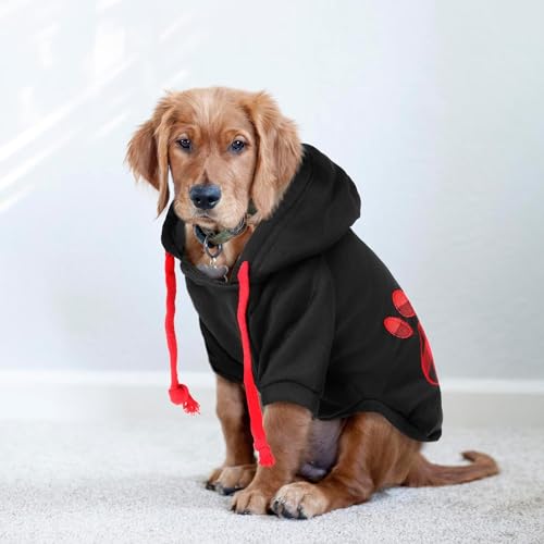Dog Hoodie,Flannel Pet Hooded Sweater with Hat Puppy Pullover Sweater Shirt,Dog (Black,2XL) - color: Black, size: XX-Large