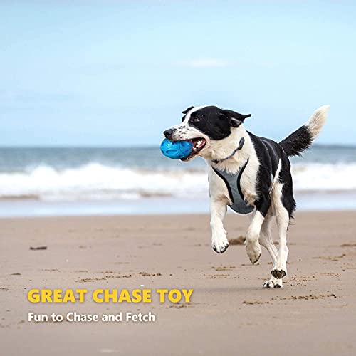 EASTBLUE Squeaky Dog Toys for Aggressive Chewers: Rubber Puppy Chew Ball with Squeaker, Almost Indestructible and Durable Pet Toy for Medium and Large Breed - color: Blue
