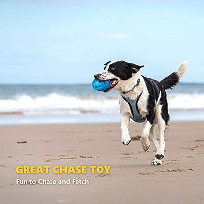 EASTBLUE Squeaky Dog Toys for Aggressive Chewers: Rubber Puppy Chew Ball with Squeaker, Almost Indestructible and Durable Pet Toy for Medium and Large Breed - color: Blue
