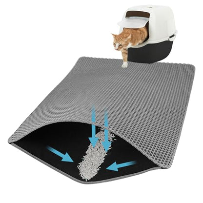 Cat Litter Mat Large Cat Litter Trapping Mat 30x24 inch Double Layer Urine and Water Proof Kitty Litter Box Mat XL - color: Grey, size: 30 X 24 Inches
