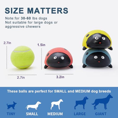 3 Pack Squeaky Dog Toys for Medium Dogs, Soft Latex Squeaky Dog Ball, Cute Funny Squeak Ladybug Pet Toys - color: Ladybug - 3 Pack, size: Medium