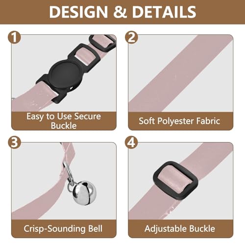 Sand Beige Collar for Kitten, 2 Pack Collar with Bell for Dog Puppy - color: Sand Beige