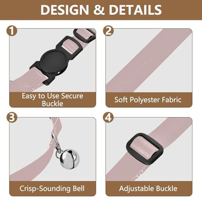 Sand Beige Collar for Kitten, 2 Pack Collar with Bell for Dog Puppy - color: Sand Beige
