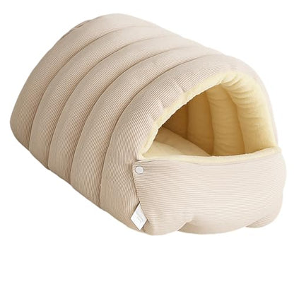XISAOK Stress Relief Enclosed Cats Bed Machine Washable Cover Soft Velvets Fabric Nonslip Base Compacts Indoor Pet Hideaway