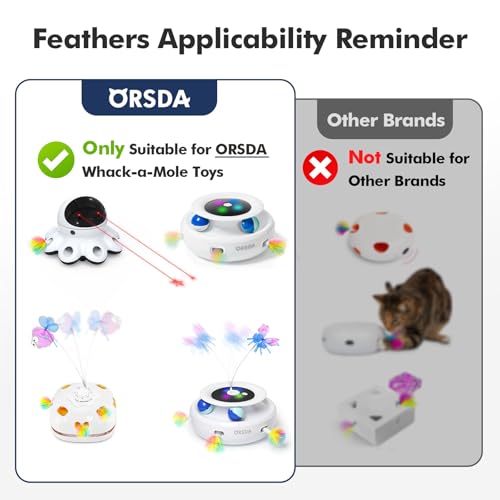 ORSDA 6Pcs Interchangeable Attachments Cat Feather Toys Replaceable Feathers and Fluffy Toy Accessories - color: Various Refills Feathers*6