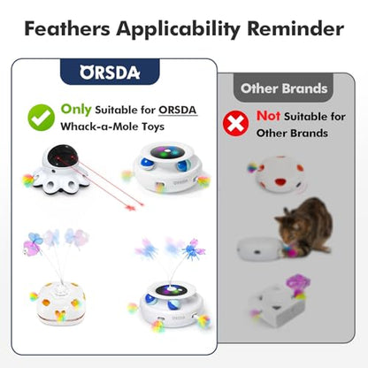 ORSDA 6Pcs Interchangeable Attachments Cat Feather Toys Replaceable Feathers and Fluffy Toy Accessories - color: Various Refills Feathers*6