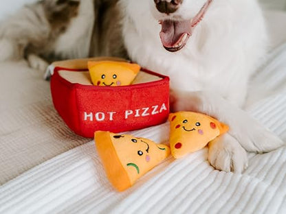 ZippyPaws Burrow- Interactive Dog & Puppy Toys for Boredom, Stimulating Pet Products to Keep Them Busy, Hide & Seek Plush Dog Puzzle, Enrichment Squeaky Toy, for Small & Medium Dogs- Pizza Box - style: Pizza Box