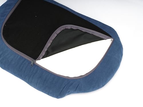 HomSof 26.38" Scandinavian Style Elevated Dog Cat Bed Pet Sofa with Solid Wood Legs and Bent Wood Back with Velvet Cushion,Small Size，Navy+Brown - color: Navy+Brown, size: 26.4"L x 16.1"W x 9.8"Th