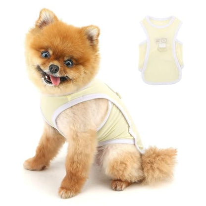 PAIDEFUL Cooling Dog Shirt for Small Dogs Summer Pet UV Sun Protection Vest Lightweight Breathable Doggie Tank Top Soft Stretchy Puppy T-Shirts Solid Cat Apparel Chihuahua Clothes D-Ring,Yellow,M - color: yellow, size: M