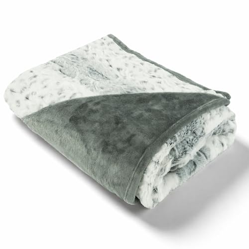 Waterproof Dog Blanket for Cats & Dogs, Washable Couch Cover, Reversible Furniture Protector Blanket, Large Soft Sherpa Fleece, Couch Protector, Pet Throw Blankets, 60" x 70" - color: Snow Leopard - Silver, size: 60 x 70 x .5