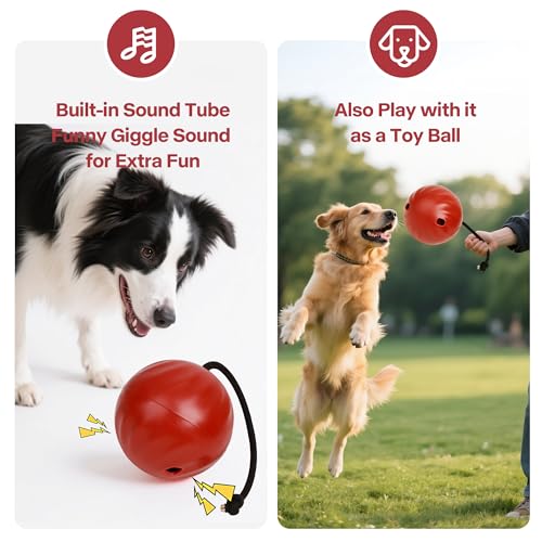 Pet Prime Dog Treat Ball Interactive Squeaky Rolling Treat Dispensing Toys Dog Food Puzzle Slow Feeder Ball Mental Stimulation Enrichment Toys for Small,Medium,Large Breeds