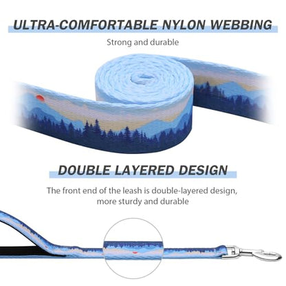 Hikiko Double Handle Dog Leash 6 Foot Strong Nylon Padded Traffic Handles for Walking Training (Blue Hill) - color: Blue Hill, size: 1 in x 6 ft