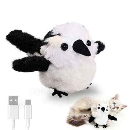 Petbobi Cat Toys Flapping Bird– Interactive Bird Cat Toy with Flapping Wings and Chirping Sounds, USB Rechargeable Motion-Activated Catnip Toy for Indoor Cats & Kittens (Non-Flying) - color: Black