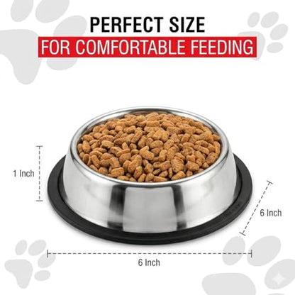 Loving Pets Stainless Steel Non-Tip Dog Bowl – Heavy Duty No Spill Dog Bowl with Removable Rubber Base – Durable, Non-Skid Stainless Steel Dog Food Bowl & Dog Water - size: 8 Ounce