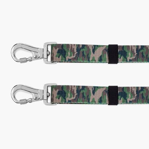 Dog Friendly Co. Leash Splitter | Walk Two Dogs | Complete Control - 360° Swivel, Tangle Free, Adjustable Length, Reflective Webbing, Heavy Duty Clips (Green Camo) - color: Green Camo