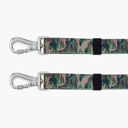 Dog Friendly Co. Leash Splitter | Walk Two Dogs | Complete Control - 360° Swivel, Tangle Free, Adjustable Length, Reflective Webbing, Heavy Duty Clips (Green Camo) - color: Green Camo