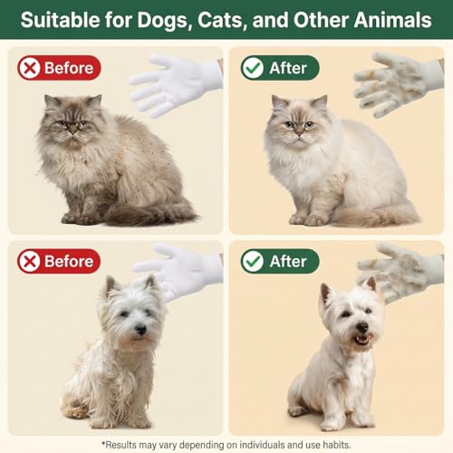 Pet Glove Wipes for Dogs and Cats, Extra Thick Dog Wipes Cleaning Deodorizing, Rinse Free Cleaning Gloves Dog Washing Gloves, Cat Gloves for Grooming for Pet Dry Cleaning, Daily Care and Travel 6 Pcs - size: 6 pcs
