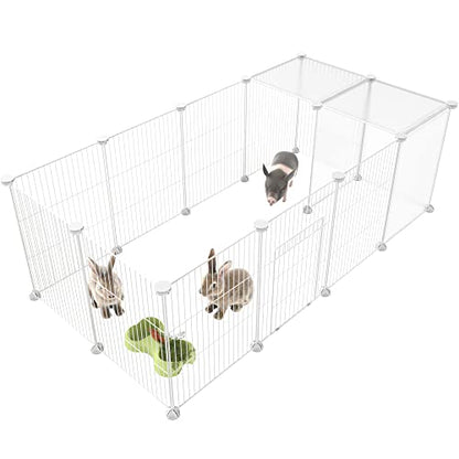 HOMIDEC Pet Playpen,Small Animals Cage DIY Wire Yard Fence with Door for Indoor/Outdoor Use,Portable for Puppies,Kitties,Bunny,Turtle 48" x 24" x 16" - style: White