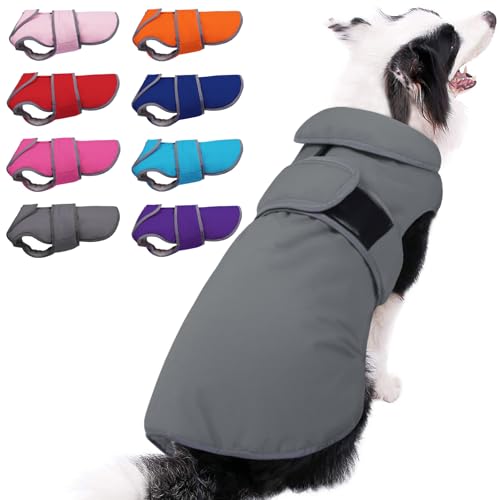 MIGOHI Warm Dog Coat Winter Dog Jacket,Waterproof Cold Weather Coats for Dogs,Fleece Jacket for Small Medium Large Dogs,Reflective Thick Fleece Vest with Leash Hole - color: Grey, size: XXX-Large