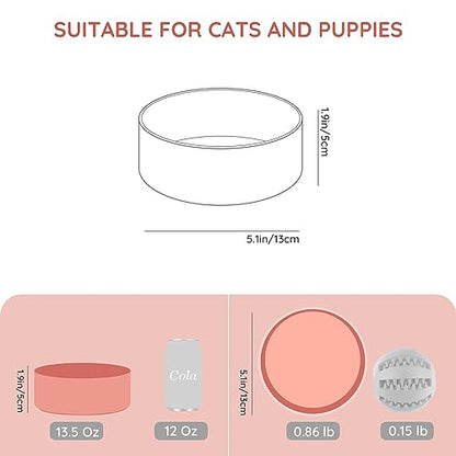 SPUNKYJUNKY 13.5OZ Ceramic Dog and Cat Bowl, Modern Cute Weighted Food Water Bowl for Replacement Pink (1 Pack) - color: Pink, size: 1.7 CUPS