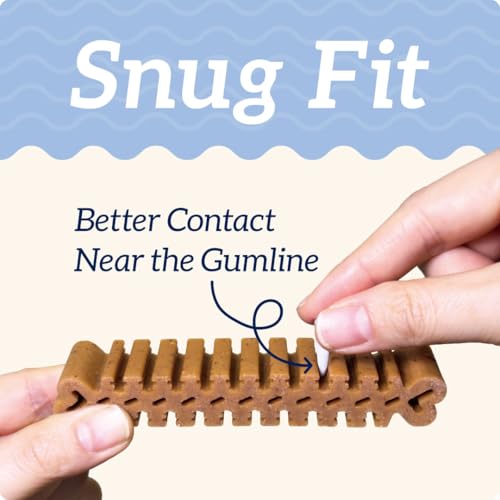 Groovies Gentle & Flexible Senior Dog Dental Chews, Contact-Cleaning Design Supporting Tartar Control & Fresh Breath, Oral Care Treats, USA Manufactured, Patented DentalFit Tech, XLarge Dogs, 4 Chews - size: Gravity Feed Box
