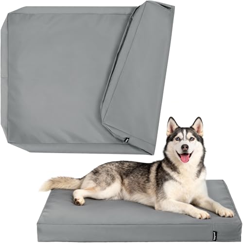 Waterproof Dog Bed Cover Replacement Washable, Extra Large, XL, Easy to Clean, Pet Hair Resistant, Heavy Duty Oxford, Zipper Closure, Indoor/Outdoor, Fits 44 Inch Dog Crate - 44x32x3, Grey - color: Grey, size: 44"L x 32"W x 3"Th