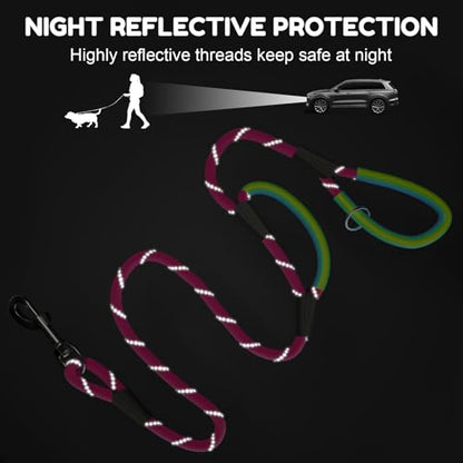 Dog Leash Heavy Duty 4/5/6ft XiaZ 2 Handles Dog Leashes for Medium Large Dogs 1/2 Inch 1000lb Strength Reflective PVC Waterproof-Handles Metal Hook Dual-Handle Rope Leash Nighttime Safety - color: Red, size: 6FT (1/2")-1