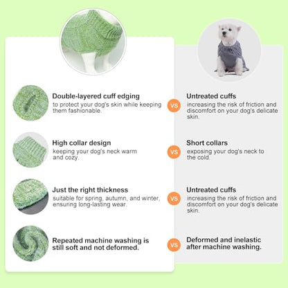 BEAUTYZOO Small Dog Sweater -Turtleneck Pullover Classic Cable Knit Fuzzy Winter Coat Dog Cold Weather Clothes for Small Medium Dogs Puppy Girl Boys,Green M - color: Green, size: M (Back: 16", Chest: 21", Neck: 13")