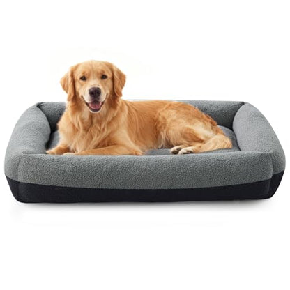 Washable Dog Bed Extra Large Sized Dogs, Washable Comfy Fluffy XL Dog Bed, Removable Zipper Cover Machine Wash, Durable Sleeping Pet Cuddler Bed with Anti-Slip Bottom, 42x30x8 in, Dark Grey - color: Dark Grey, size: XL(42''x30''x8'')