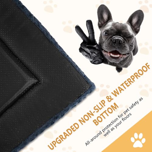 Dog Bed Mat Washable Reversible Dog Crate Pad Soft Fluffy Pet Kennel Beds with Anti-Slip Bottom Dog Cat Sleeping Mattress for Medium Large Dogs, 35x22x1.5 Inch, Gray - size: 35”x22"x1.5"