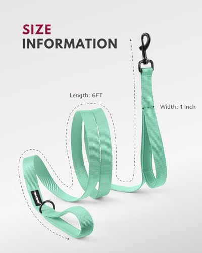 Dog Leash 6FT - Heavy Duty Dog Leash with Traffic Padded Double Handles - Safety Control Traning Leash for Large Medium Dogs - color: Green