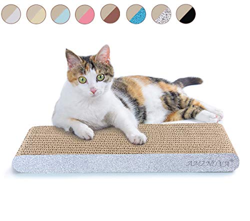 Cat Scratcher Rescratch Cat Scratching Board, Scratching Pad with Catnip for Indoor, Flat Cardboard Scratcher Scratch Board for Kitten, Narrow, Glitter Silver - color: Glitter Silver