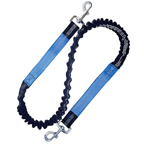 Bungee Dog Leash Extension Attachment 4ft with Double Swivel Clips for Bicycle, Running，Reflective Shock Absorbing Lead for Dogs up to 150 lbs (1, Blue-Reflective) - color: Blue-Reflective