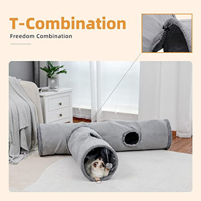 PAWZ Road Cat Tunnel 51 Inches Long Cat Toys Collapsible Tunnel 12 Inches in Diameter Large Cats Tube for Big Cats,Rabbits and Puppy- Large