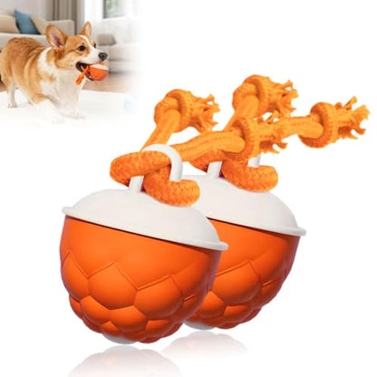 Interactive Dog Toys Touch Activated Bouncing & Jumping Dog Ball with Rope, Smart Automatic Rolling Toy, USB Rechargeable, Squeaky Doggie Toys to Keep Them Busy (2 Pack Orange) - color: 2 Pack Orange