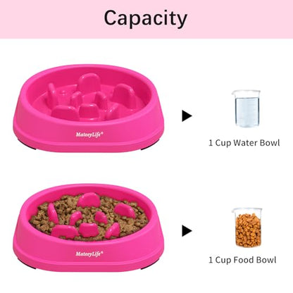 MateeyLife Small Slow Feeder Cat Bowls, Anti-Choking Puzzle Cat Food Bowls, Non Slip Interactive Dog Feeding Slow Down Eating, Bloat Stop Maze Dishes Dog Feeder for Small Breeds 1 Cup Purple - color: J-Purple, size: Small