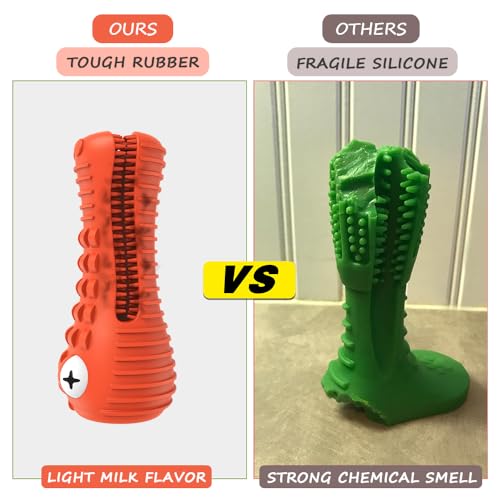 Cutiful Dog Toys for Aggressive Chewers Large Medium Breed, Indestructible Dog Chew Toys, Squeaky Interactive Tough Extremely Durable, Dogs Toothbrush Toys to Keep Them Busy - color: orange