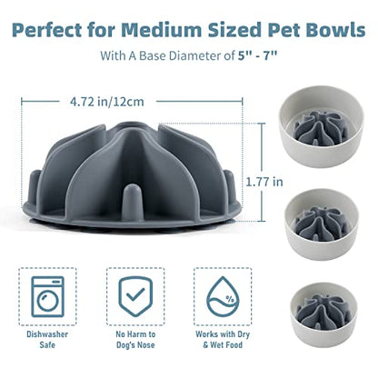 Jaoul Slow Feeder Dog Bowls Insert, Puzzle Slow Feeder Insert with 30 Octopus Suction Cups for Small Medium Large Size Dog Food Bowl (4.72 inch, Grey) - color: Grey, size: Medium(4.72 inch)