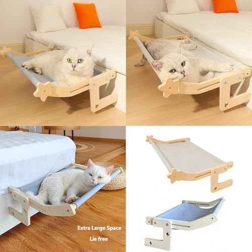 ordinarYone Sturdy Wooden Pet Window Perch With Removable Cushion Adjustable For Different Openings And Beds