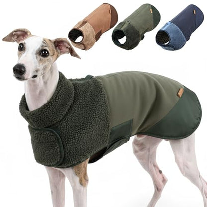 Waterproof Dog Coat, Fleece Lined Jacket with Built-in Harness (Green, Medium) - color: Green