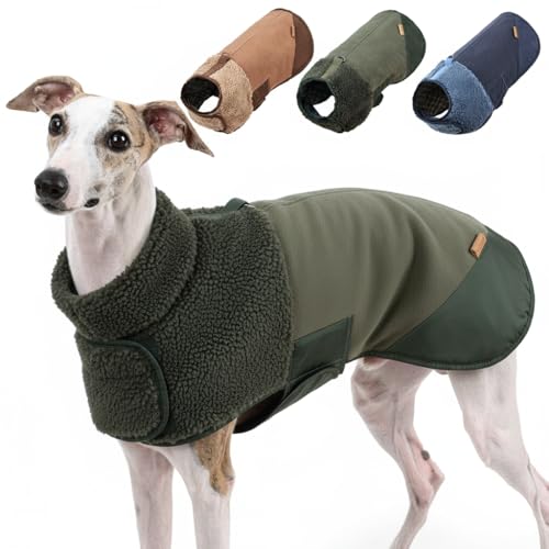Waterproof Dog Coat, Fleece Lined Jacket with Built-in Harness (Green, Medium) - color: Green