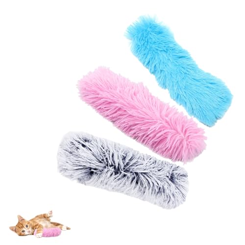 3 Pack Cat Pillows Toys, Soft Catnip Toy, Cat Chew Toy Exercise Kicker for Indoor Cats Kittens Kitty (Pink&Blue&Gray) - color: Pink&Blue&Gray