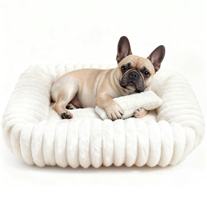 Dog Bed for Small Medium Size Dog, Washable Self Warming Dog Cat Beds for Indoor Cats Fluffy Rabbit Fur Pet Bed for Puppy and Kitten, Orthopedic Dog Cat Beds with Removable Cover & Anti-Slip Bottom - size: 28*22*8 inches